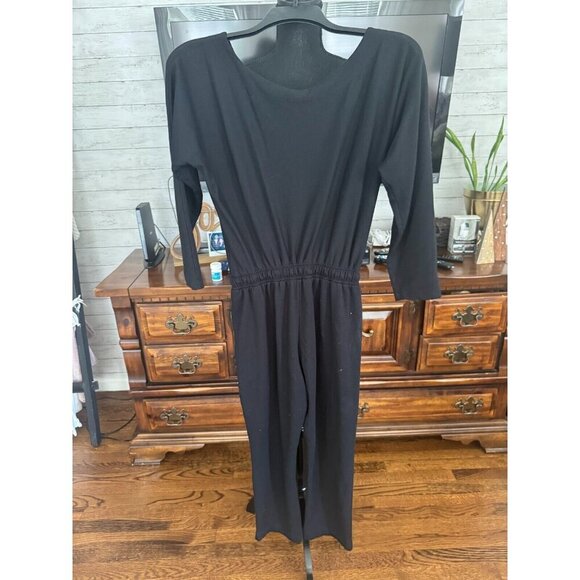 Splendid Black Long Sleeves Crew Neck Crop Jumpsuit Women Size Small - Picture 2 of 7